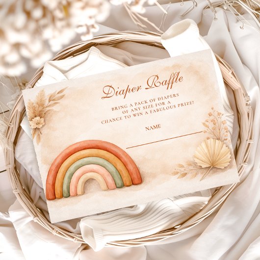 Boho-Neutrales-Regenbogen-Windel-Verlosung Begleitkarte
