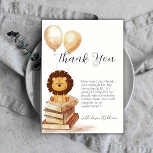 Boho New Chapter Wild Lion Balloon Baby Shower Dankeskarte