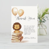 Boho New Chapter Wild Lion Balloon Baby Shower Dankeskarte (Stehend Vorderseite)