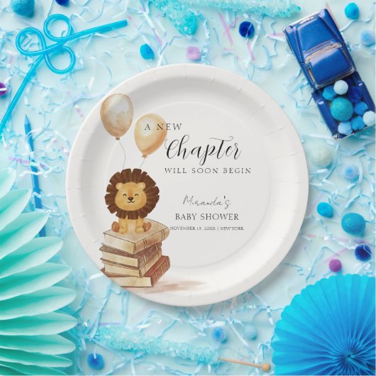 Boho New Chapter Wild Lion Balloon Baby Shower Pappteller (Party)