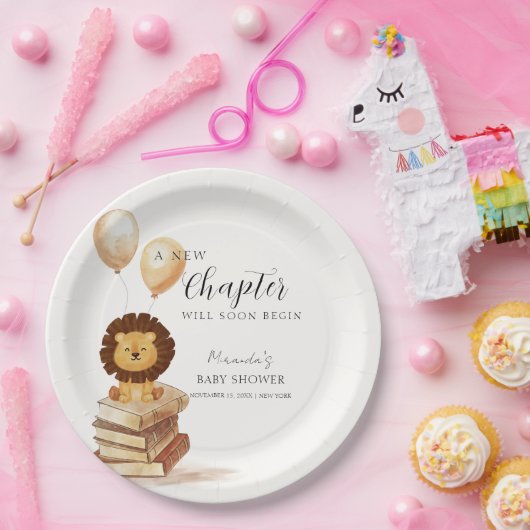 Boho New Chapter Wild Lion Balloon Baby Shower Pappteller (Party)