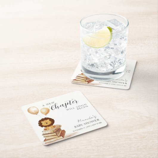 Boho New Chapter Wild Lion Balloon Baby Shower Rechteckiger Pappuntersetzer (Vor Ort)