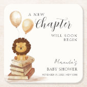 Boho New Chapter Wild Lion Balloon Baby Shower Rechteckiger Pappuntersetzer (Vorderseite)