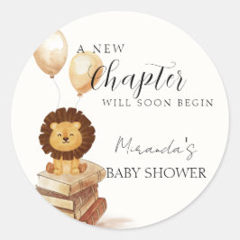 Boho New Chapter Wild Lion Balloon Baby Shower Runder Aufkleber