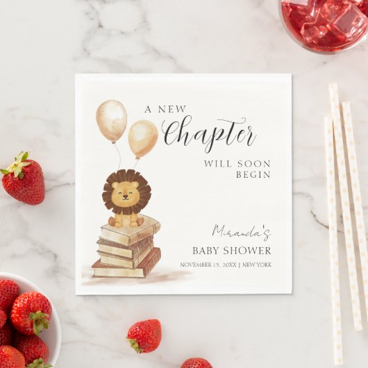 Boho New Chapter Wild Lion Balloon Baby Shower Serviette (Beispiel)