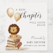 Boho New Chapter Wild Lion Balloon Baby Shower Weinetikett (Einzelnes Label)