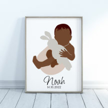 Boho Newborn Baby Boy Name Kinderzimmer Poster