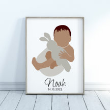 Boho Newborn Baby Boy Name Kinderzimmer Poster