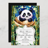 Boho Niedlich Baby Panda Baby Dusche Einladung (Vorne/Hinten)