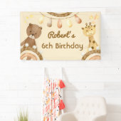 Boho niedlich Bear und Giraffe Kindergeburtstag Banner (Insitu)