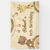Boho niedlich Bear und Giraffe Kindergeburtstag Banner (Vertikal)