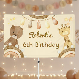 Boho niedlich Bear und Giraffe Kindergeburtstag Banner