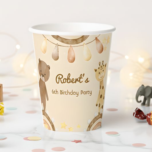 Boho niedlich Bear und Giraffe Kindergeburtstag Pappbecher