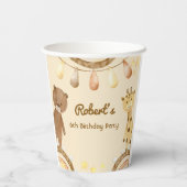 Boho niedlich Bear und Giraffe Kindergeburtstag Pappbecher (Rückseite)