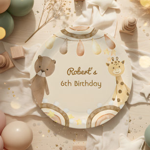 Boho niedlich Bear und Giraffe Kindergeburtstag Pappteller