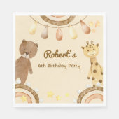 Boho niedlich Bear und Giraffe Kindergeburtstag Serviette (Vorderseite)