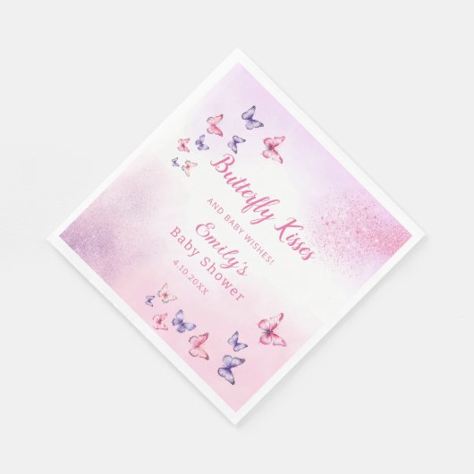 Boho Niedlich Butterfly Kindermädchen Babydusche Serviette (Ecke)