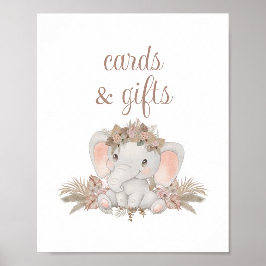 Boho Niedlich Elephant Baby Showkarten und Geschen Poster (Vorne)