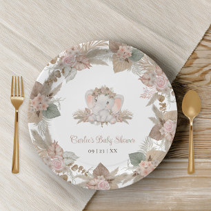 Boho Niedlich Elephant Gender Neutral Baby Dusche Pappteller
