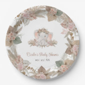 Boho Niedlich Elephant Gender Neutral Baby Dusche Pappteller (Vorderseite)