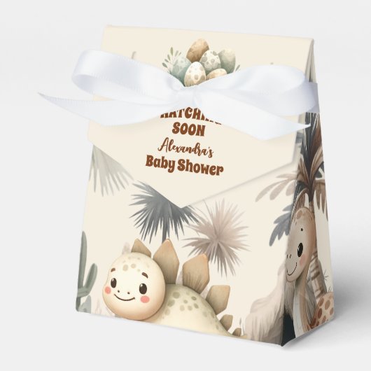 Boho Niedlich Hatching Bald Dinosaur Babydusche Geschenkschachtel (Vorderseite)