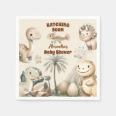 Boho Niedlich Hatching Bald Dinosaur Babydusche Serviette (Vorderseite)