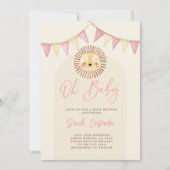 Boho Niedlich Lion Baby Shower Girl Einladung (Vorderseite)