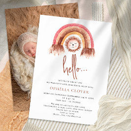 Boho Niedlich Lion Rainbow Birth Ankündigung