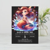 Boho Niedlich Mermaid Birthday Einladung (Stehend Vorderseite)