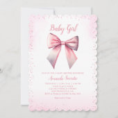 Boho Niedlich Pink Watercolor Baby Girl Babydusche Einladung (Vorderseite)