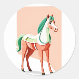 Boho Niedlich Pony Design Minimalistisches Pferd Runder Aufkleber