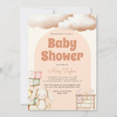 Boho Niedlich Rabbit Babydusche Einladung (Vorderseite)