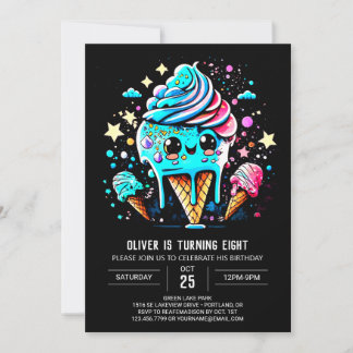 Boho Niedlich Sprinkles Boy Ice Cream Geburtstag Einladung