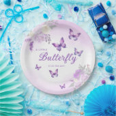 Boho Niedlich Watercolor Floral Butterfly Babydusc Pappteller (Party)