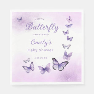 Boho Niedlich Watercolor lila Butterfly Babydusche Serviette