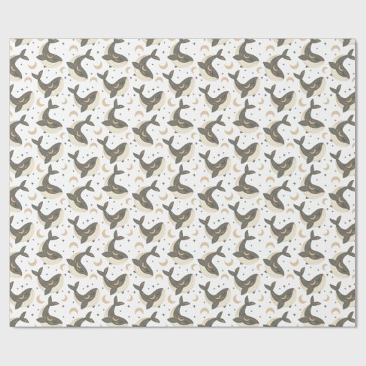 Boho Niedlich Whale Moon Star Geschenkpapier (Flach)