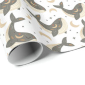 Boho Niedlich Whale Moon Star Geschenkpapier (Rolleneckpunkt)
