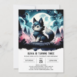 Boho Niedlich Wolf Birthday Einladung