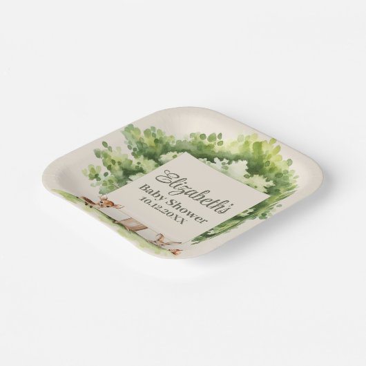 Boho Niedlich Woodland Animals Kinderdusche Pappteller (Gewinkelt)