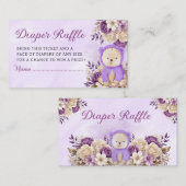 Boho niedliche lila Blüte Teddy Bären-Windelpreisp Begleitkarte (Vorne/Hinten)