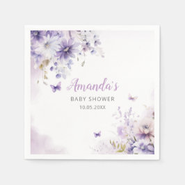 Boho Niedliche Lila Floral Butterfly Girl Babydusc Serviette