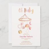 Boho niedliche mobile Regenbogenwasserfarbe Babydu Einladung (Vorderseite)