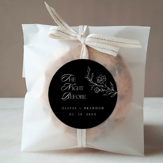 Boho Night Before Probe Dinner Black Wedding Runder Aufkleber