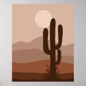 Boho Night Desert Cactus Full Moon Wall Art Poster (Vorne)