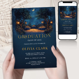 Boho Night Garden Graduation  Floral Party Einladung