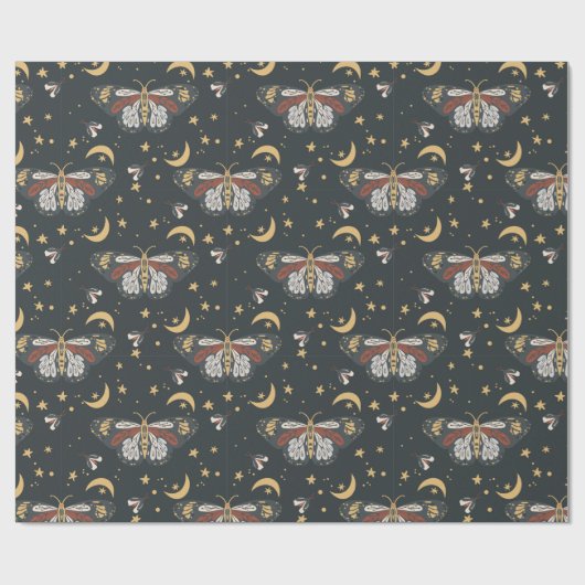 Boho Night Moth Geschenkpapier (Flach)