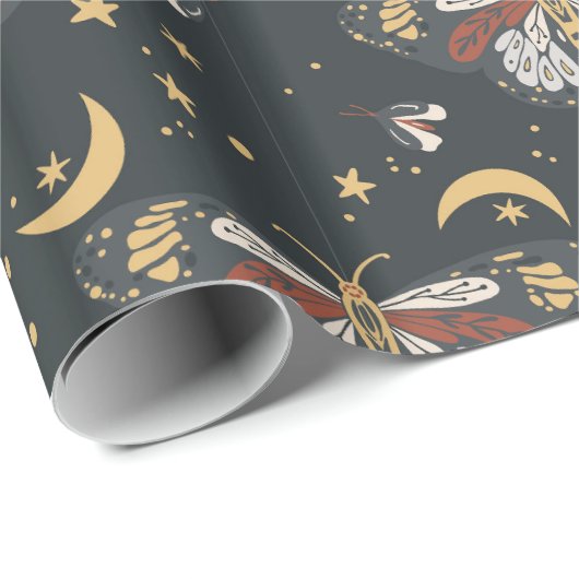 Boho Night Moth Geschenkpapier (Rolleneckpunkt)