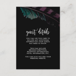 Boho Nights Black mit Feather Wedding Detail Begleitkarte