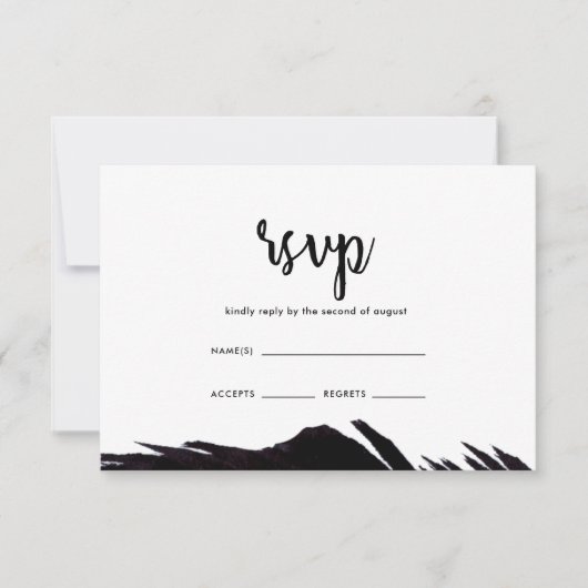 Boho Nights Black mit Feather Wedding RSVP Karte (Vorderseite)