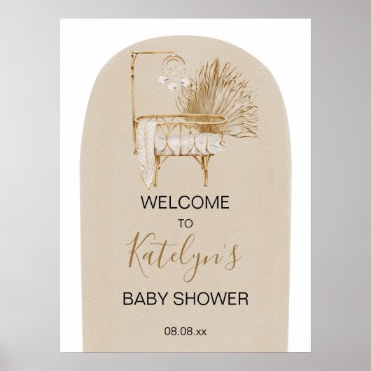 Boho Nursery Baby Shower Welcome Sign Poster (Vorne)